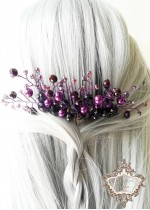 Ръчно изработен гребен украса за коса в тъмно лилаво Purple Dreams by Rosie